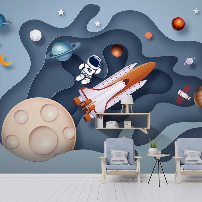 Boys Room Wallpaper Space - Etsy
