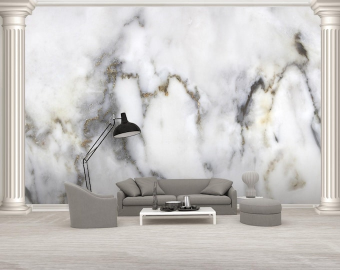 Marble Wallpaper Modern Beautiful Wall Mural for Living Room Bedroom Entryway or Cafe Elegant White Marble Design Idea for Fireplace