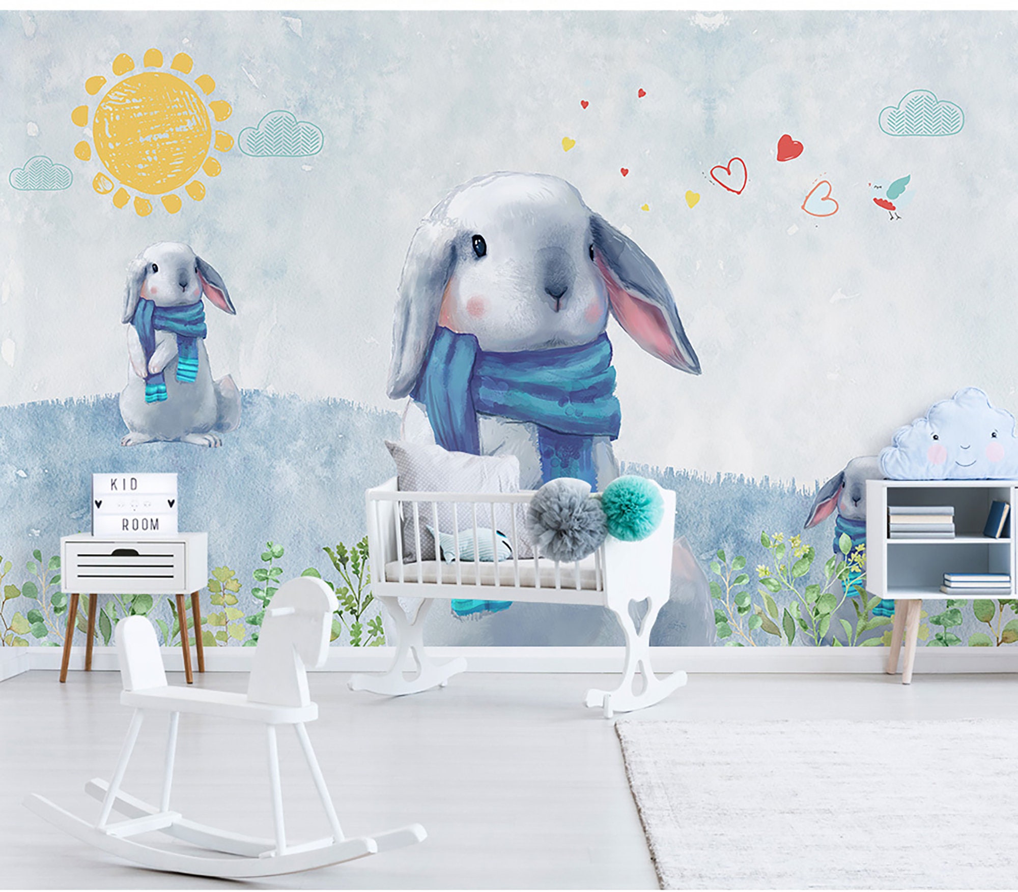 Papel pintado infantil autoadhesivo Rabbit Forest - Lakkua