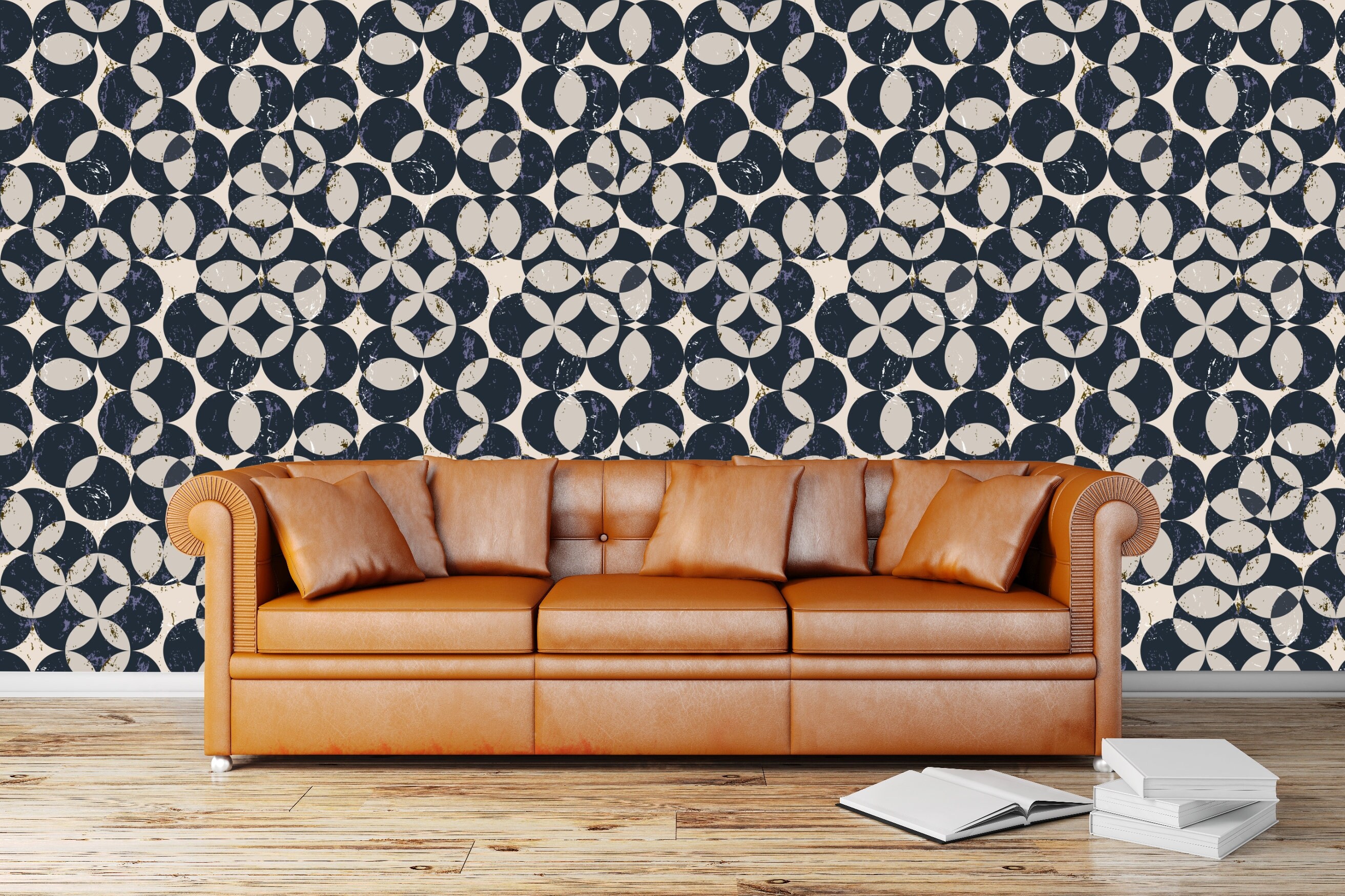 Circle Wallpaper, Removable, Wall Mural, Fabric Textile Wallpaper (AB23)