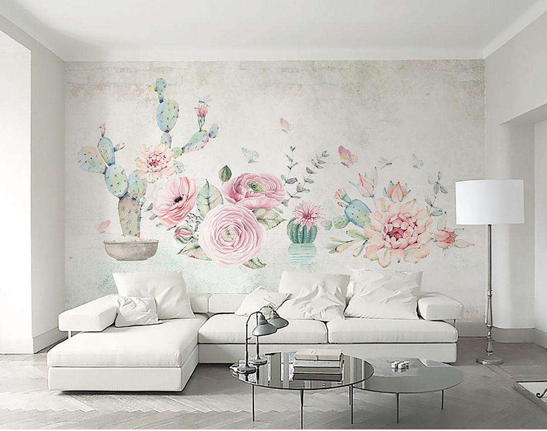 Floral Wallpaper Flowers Wall Mural Modern Wall Art Home Decor for ...