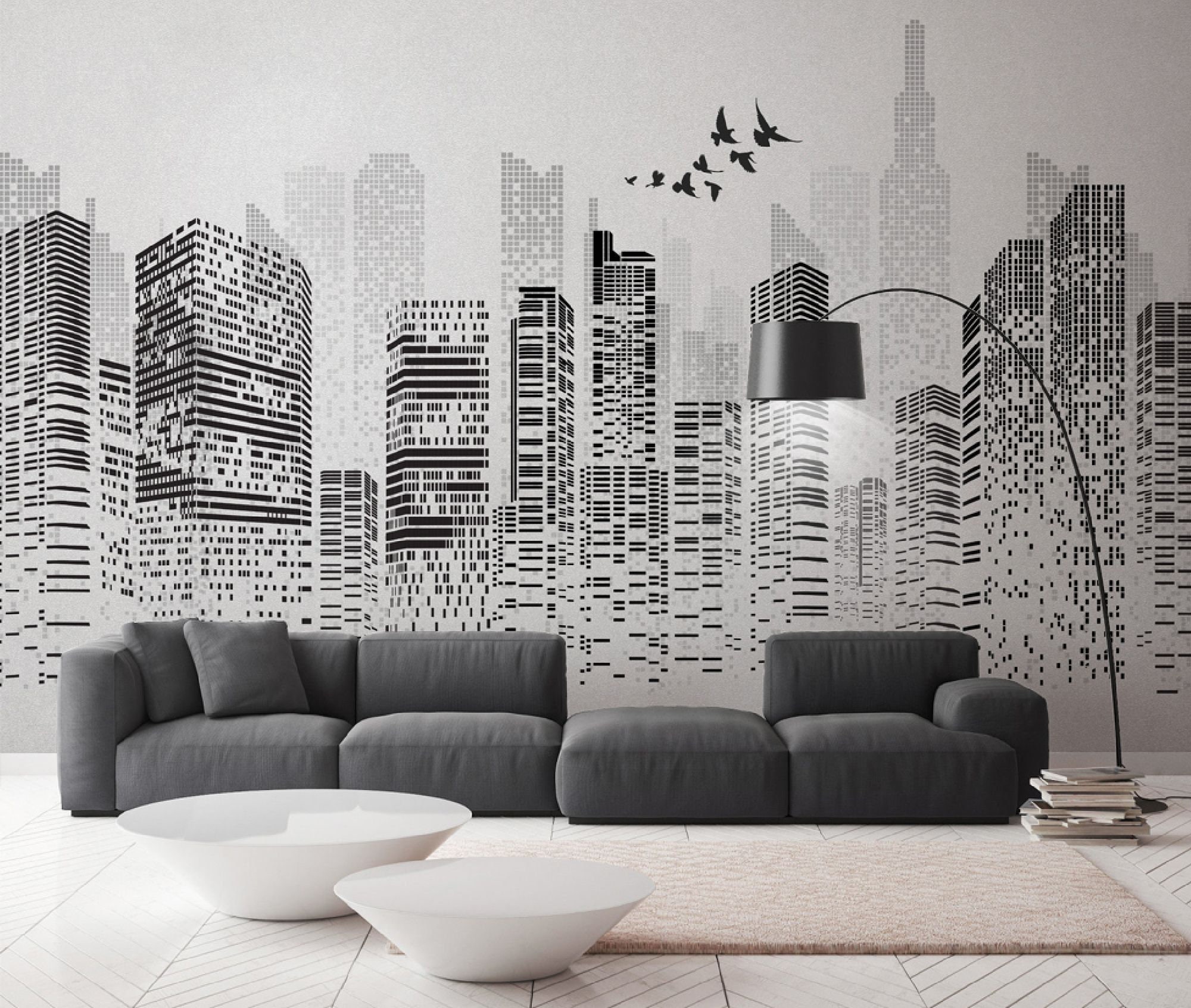City Wallpaper Modern Wall Mural for Livingroom, Cafe, Entryway and ...