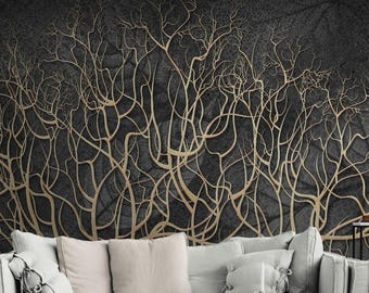 Abstract Tree Wallpaper Floral Wall Mural , Home Decor For Living Room Bedroom Entryway Cafe