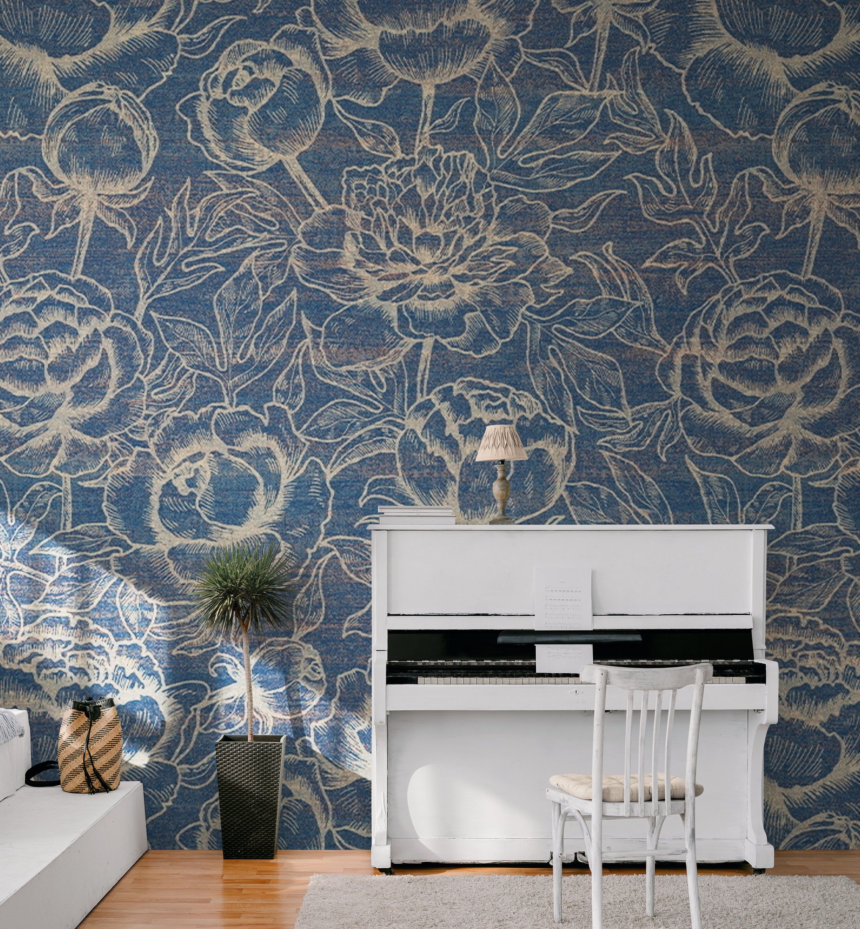 Floral Wallpaper Mural Big Flowers Wall Mural Botanical Etsy