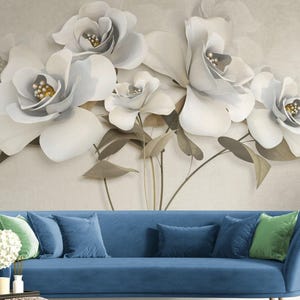 Floral Wallpaper, Large Flowers Modern Home Decoration (FL201)