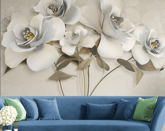 Floral Wallpaper, Large Flowers Modern Home Decoration (FL201)