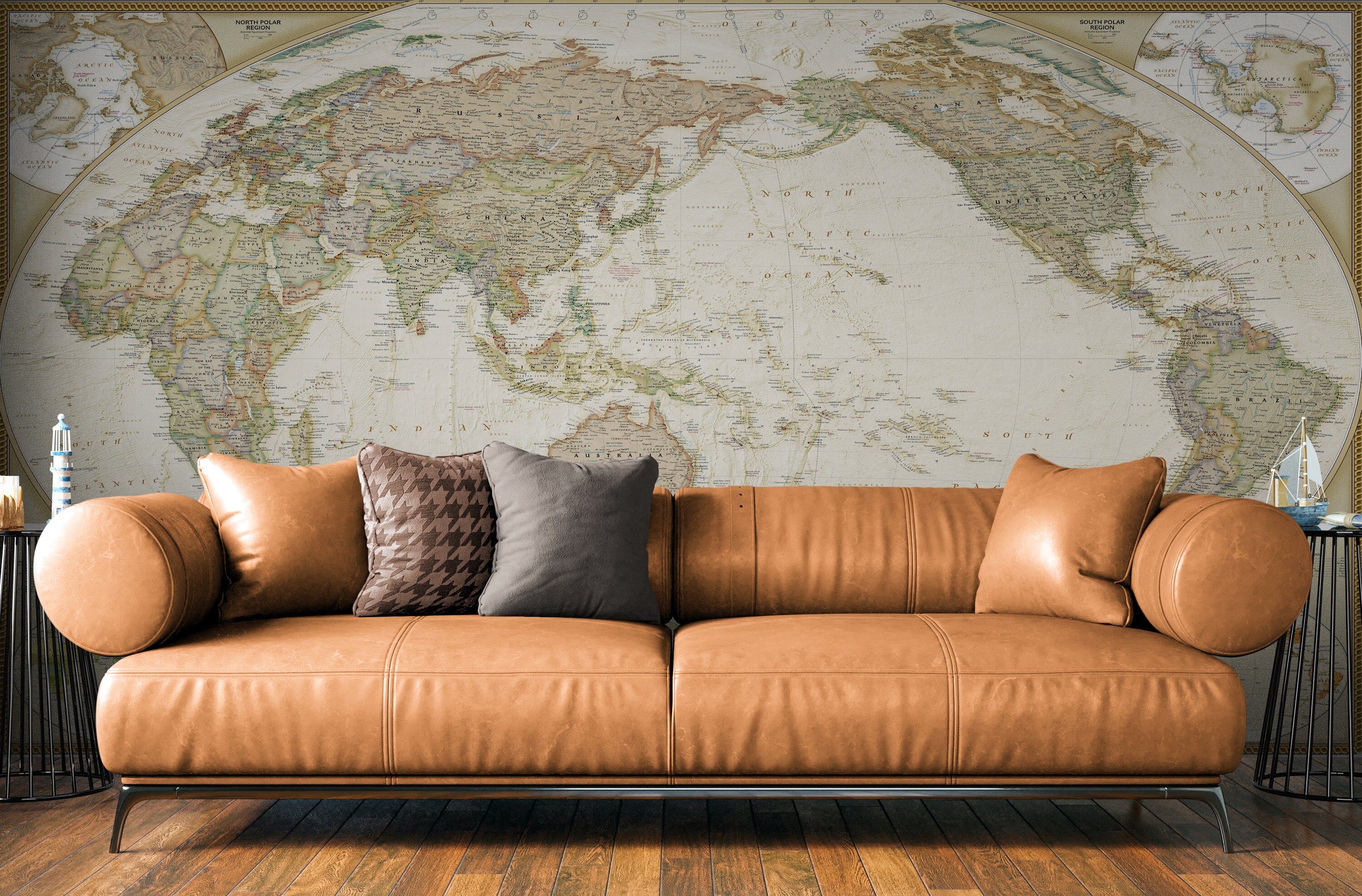 Papel pintado con mapa del mundo, Mural de pared moderno, decoración del  hogar para sala de estar, dormitorio, entrada, cafetería WM43 -  México
