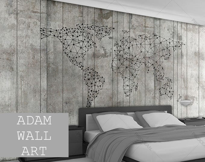 World Map Wallpaper,  Wall Mural Home Decor For Living Room Bedroom Entryway Cafe (WM25)