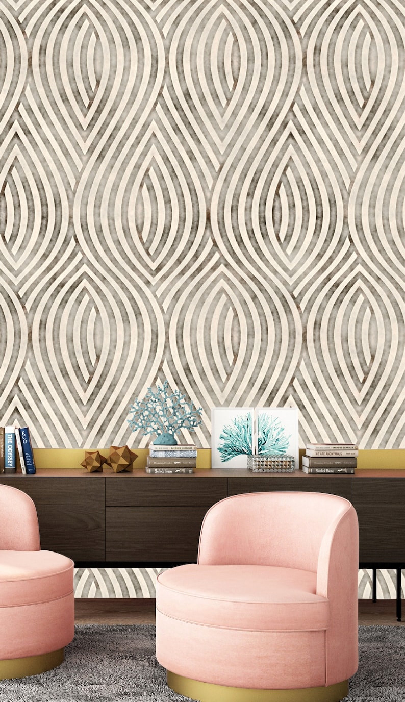 Abstract Wallpaper Removable Wall Mural Fabric Textile Etsy