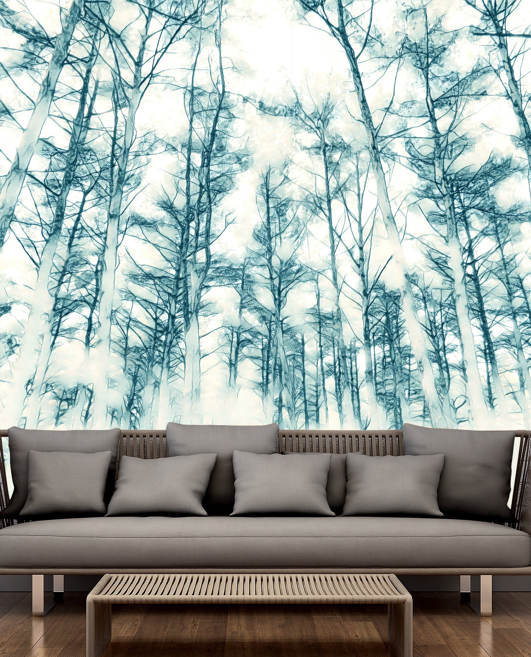 Forest Wallpaper, Removable Wall Mural, Fabric Textile Wallpaper (FL117)