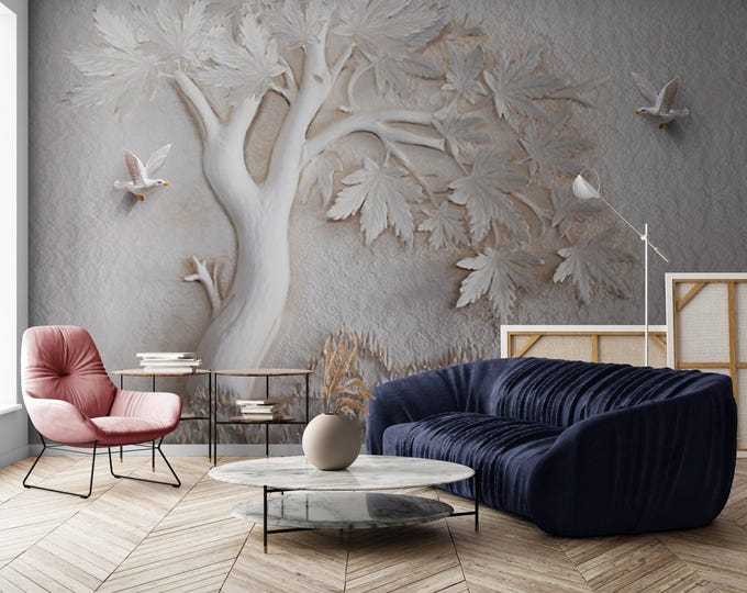 Floral Wallpaper Mural, 3D Photo Effect Flower Wall Mural, Botanical Wallpaper, Peel and Stick , Removable Wallpaper