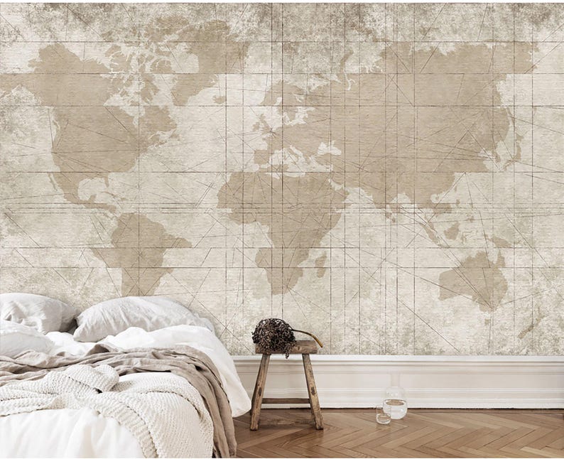 World Map Wall Mural Modern Wallpaper Home Decor for Living Room ...