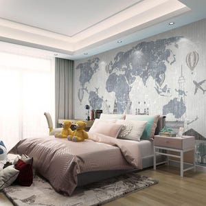 World Map Wallpaper Modern Wall Mural Home Decor for Living Room ...