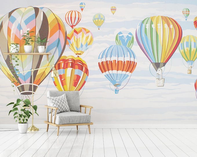 Hot Air Baloon Kids Room Wallpaper Nursery Wall Mural (CR79)