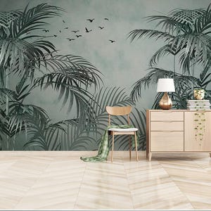 Tropical Plants  Wallpaper Floral Wall Mural Modern Home Decor For Living Room Bedroom Entryway Cafe (FL35)