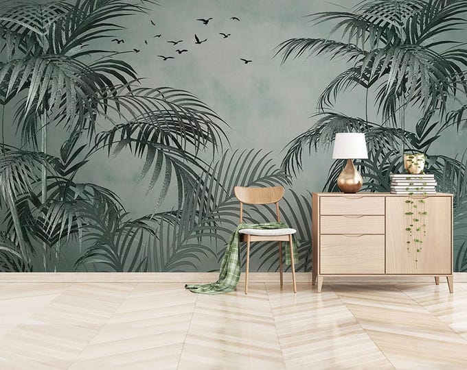 Tropical Plants  Wallpaper Floral Wall Mural Modern Home Decor For Living Room Bedroom Entryway Cafe (FL35)