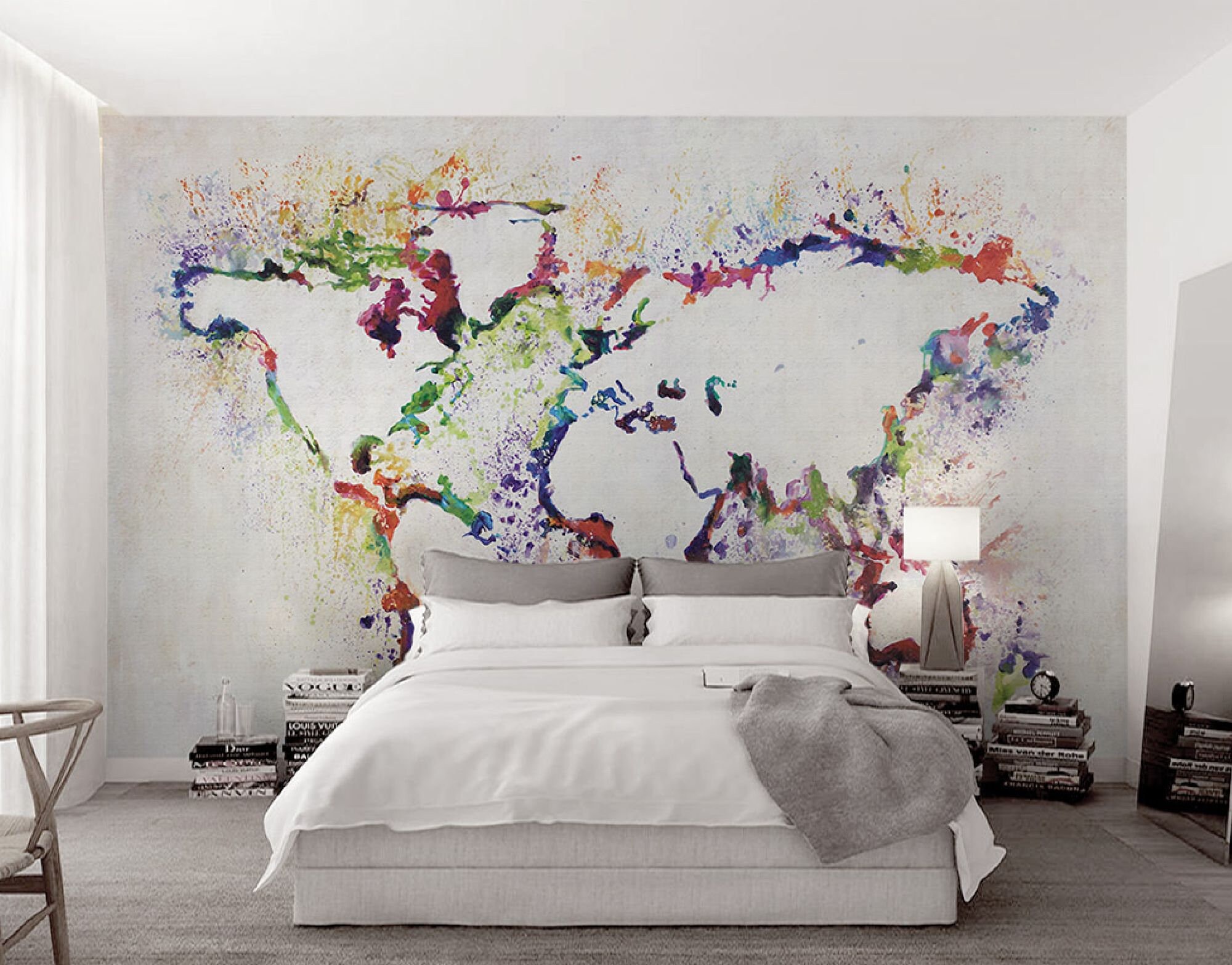 Papel pintado con mapa del mundo, Mural de pared moderno, decoración del  hogar para sala de estar, dormitorio, entrada, cafetería WM26 -  México