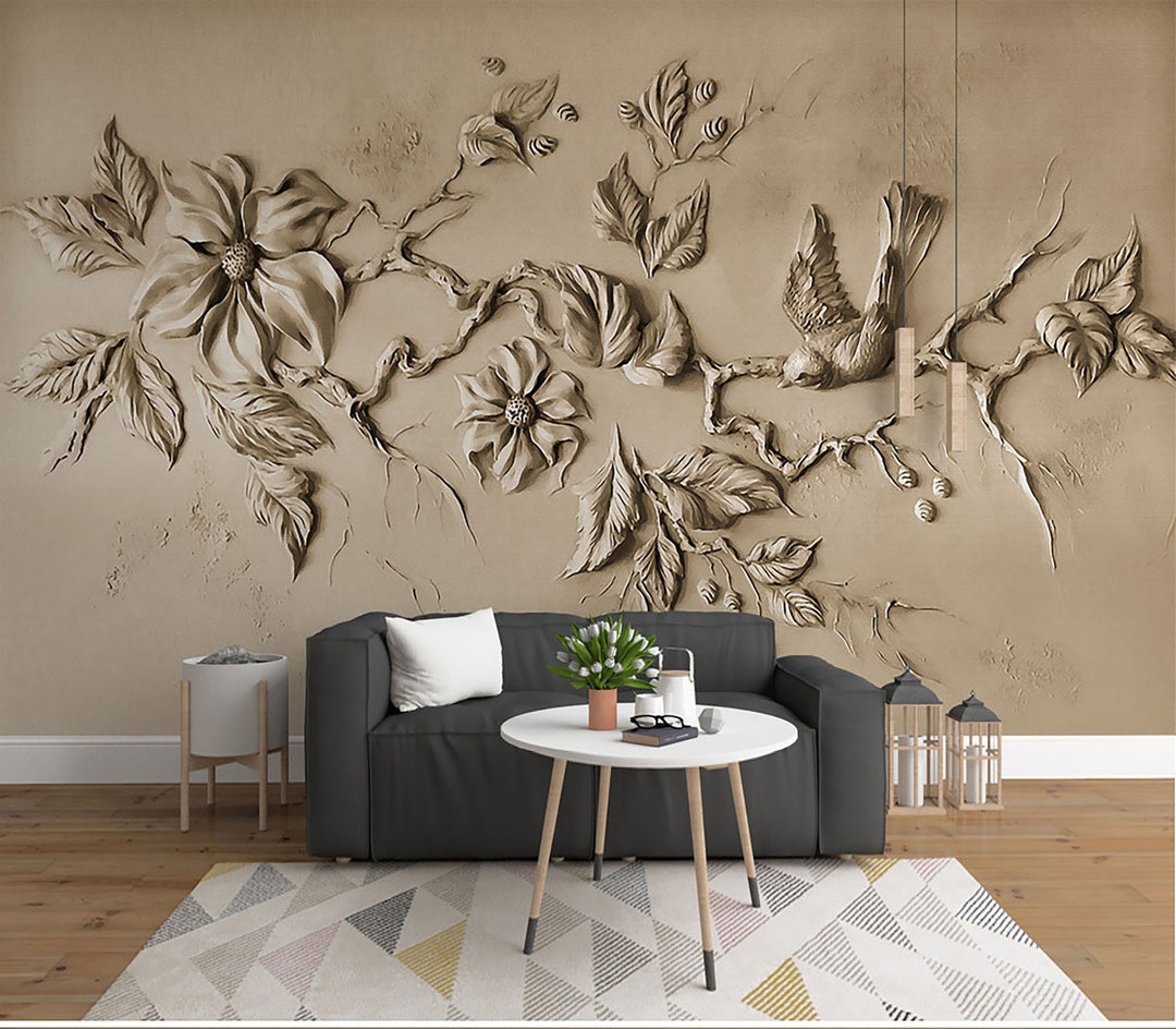 Bird and Flower Wallpaper Floral Wall Mural Modern Home Decor for ...