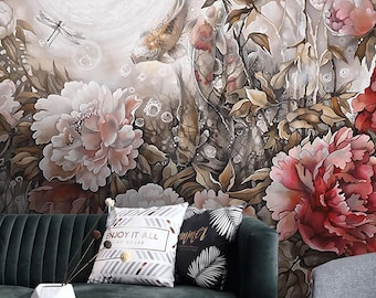3D Rose Flower  Wallpaper Floral Wall Mural Modern Home Decor For Living Room Bedroom Entryway Cafe (FL23)