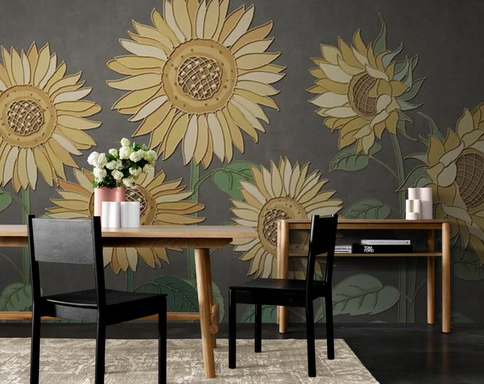 Sun Flowers Wallpaper Wall Mural  for Beautiful Living Room and Bedroom Wallpaper