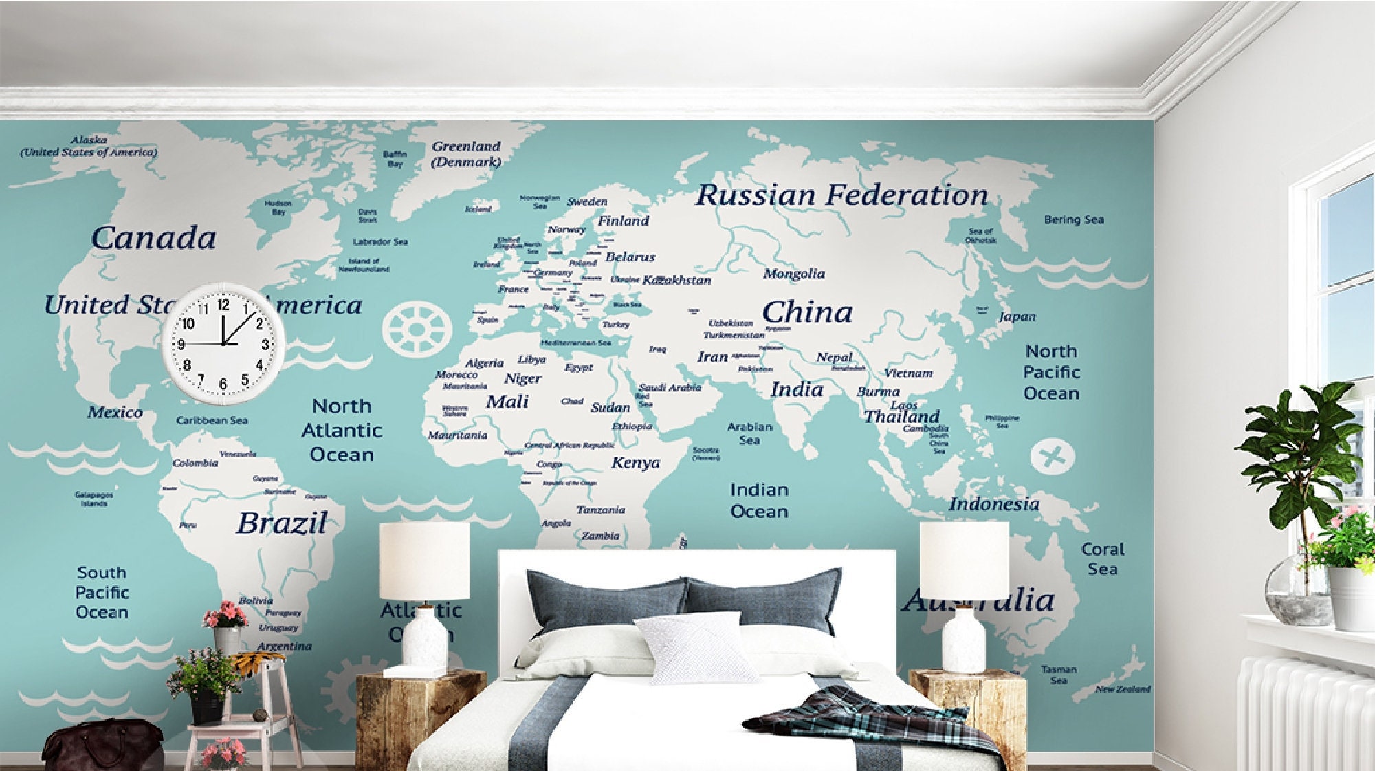 World Map 6 Wall Mural