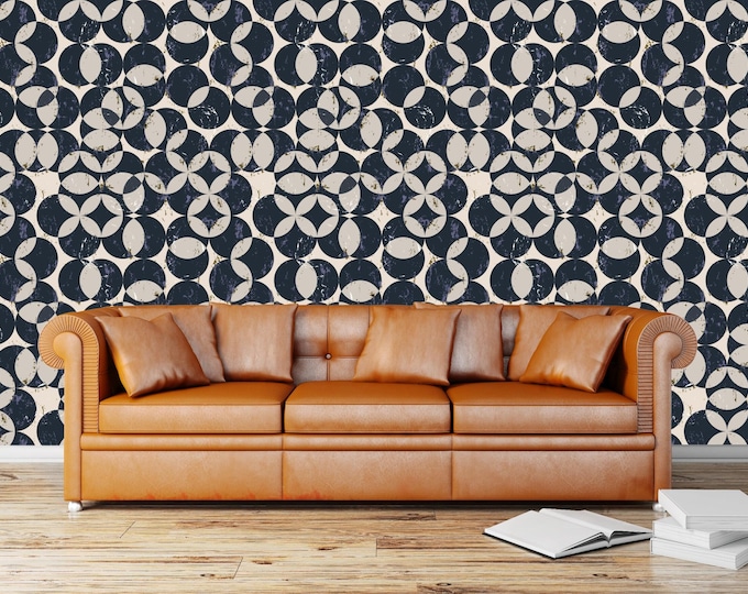 Circle Wallpaper, Removable,  Wall Mural, Fabric Textile Wallpaper (AB23)