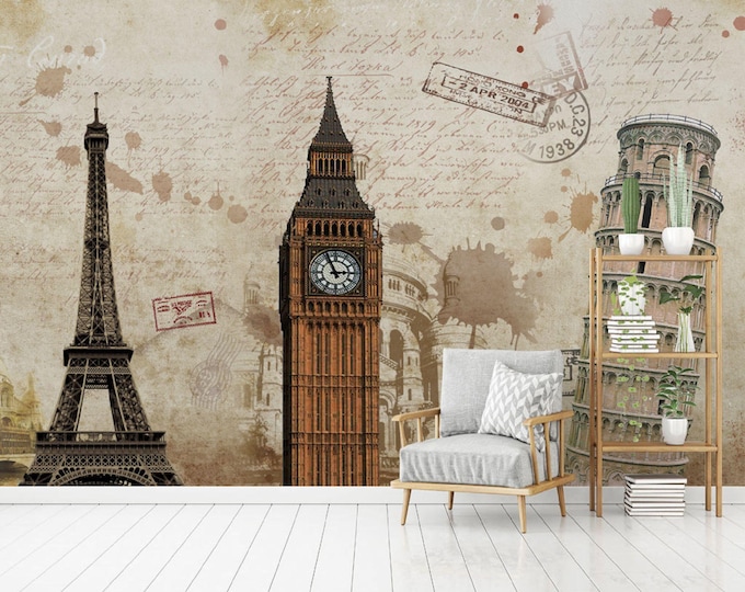 Europe City Wallpaper Modern Wall Mural for Livingroom, Cafe, Entryway and Bedroom (CW16)