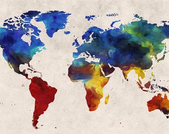 World Map Wallpaper Modern Wall Mural Home Decor For Living Room Bedroom Entryway Cafe (WM3)