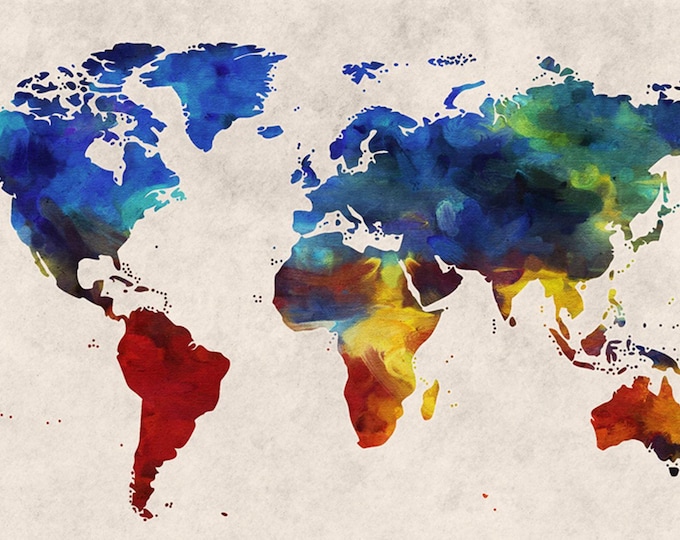 World Map Wallpaper Modern Wall Mural Home Decor For Living Room Bedroom Entryway Cafe (WM3)