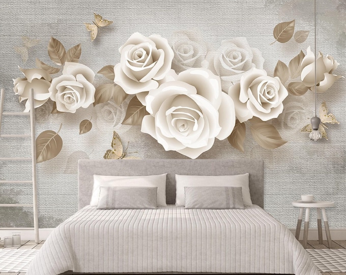Floral Wall Mural Flowers  Wallpaper Modern Home Decor For Living Room Bedroom Entryway Cafe (FL59)