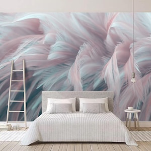 Feather,Floral Wallpaper, Flower Wall Mural, Removable Wallpaper, Fabric Textile, Modern Home Decoration (FL1)
