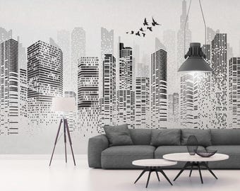 City Wallpaper Modern Wall Mural   for Livingroom, Cafe, Entryway and Bedroom  (CW8)