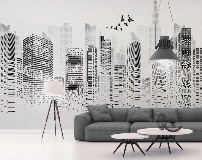City Wallpaper Modern Wall Mural   for Livingroom, Cafe, Entryway and Bedroom  (CW8)