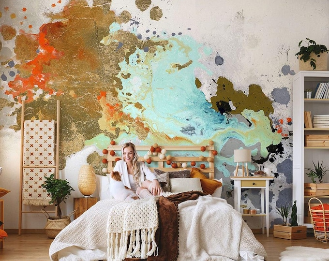 Multi Color Abstract Wallpaper Splash Wall Mural Fabric Textile Wallpaper, High Quality, For Living Room, Bedroom, Cafe (AB14)