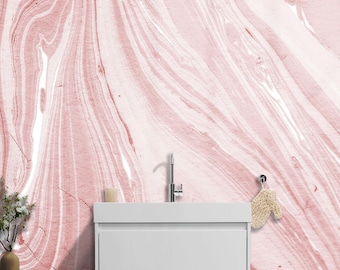 Pink Marble Effect Wallpaper Mural – Soft Stone Texture Wall Art for Girls Bedroom, Living Room ,Elegant Pastel Home Décor Peel and Stick
