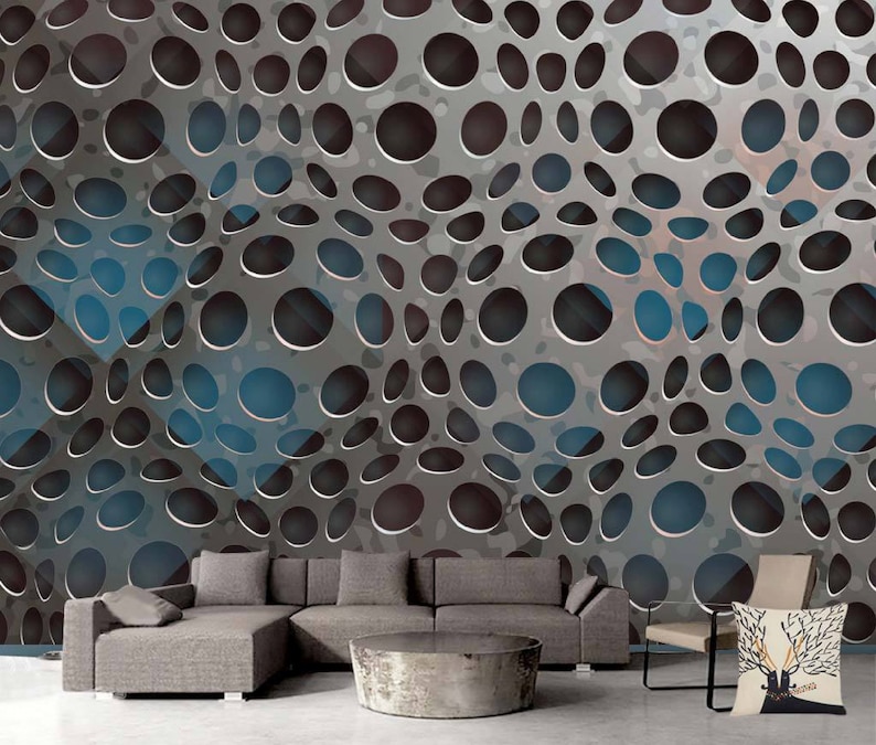 Metal Industrial 3D Embossed Wall Mural Loft Wallpaper for Etsy