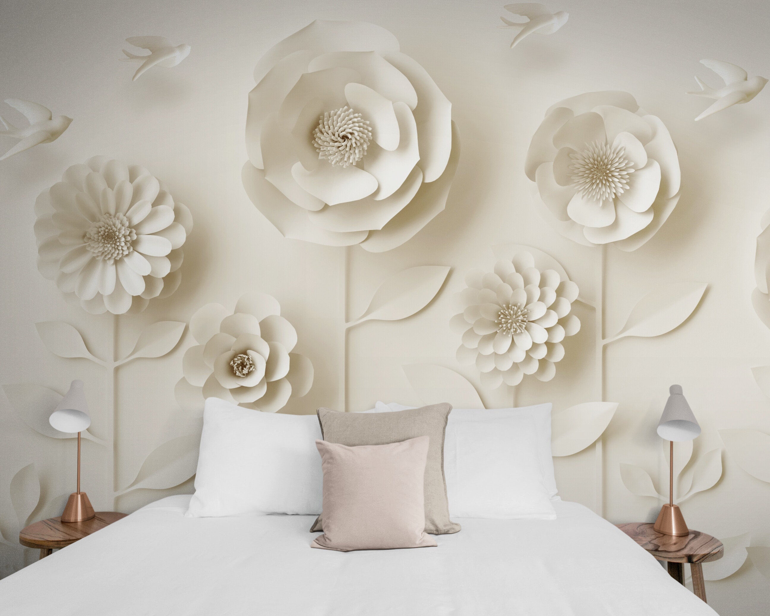 Mural de pared con flores en relieve 3D para sala de estar y dormitorio  tapiz de papel para pared de habitacion 1575 pulgadas de ancho x 1103 –  Yaxa Costa Rica