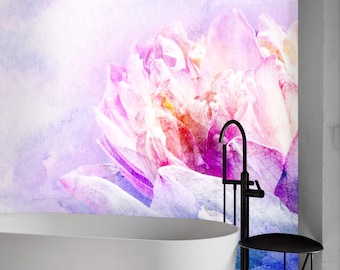 Large Flower Wallpaper, Purple Floral Wall Mural, Peel and Stick, or Traditional Wallpaper Wall Decor for Living Room and Bedroom Wallpaper