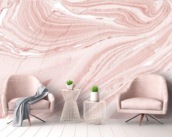 Pink Marble Wallpaper Modern Beautiful Wall Mural for Living Room Bedroom Entryway or Cafe (MW13)