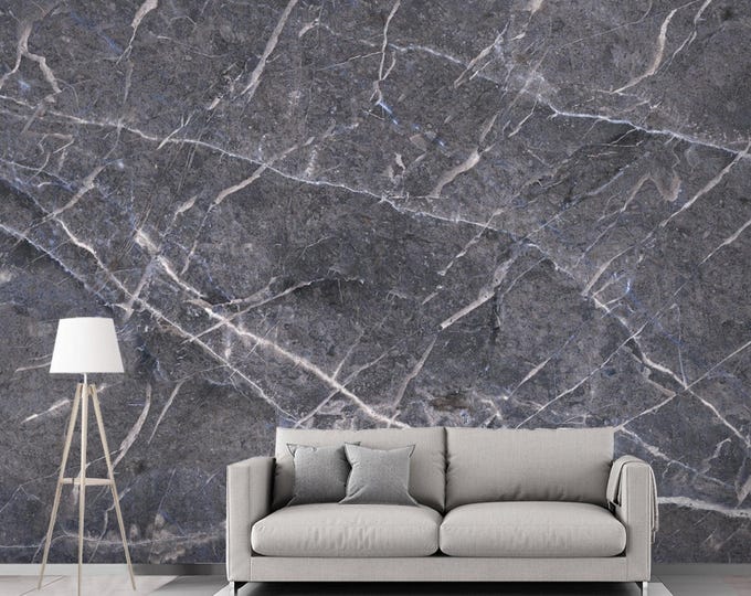 Dark Grey Marble Wall Mural Embossed Beautiful Wallpaper for Living Room Bedroom Entryway or Cafe (MW3)