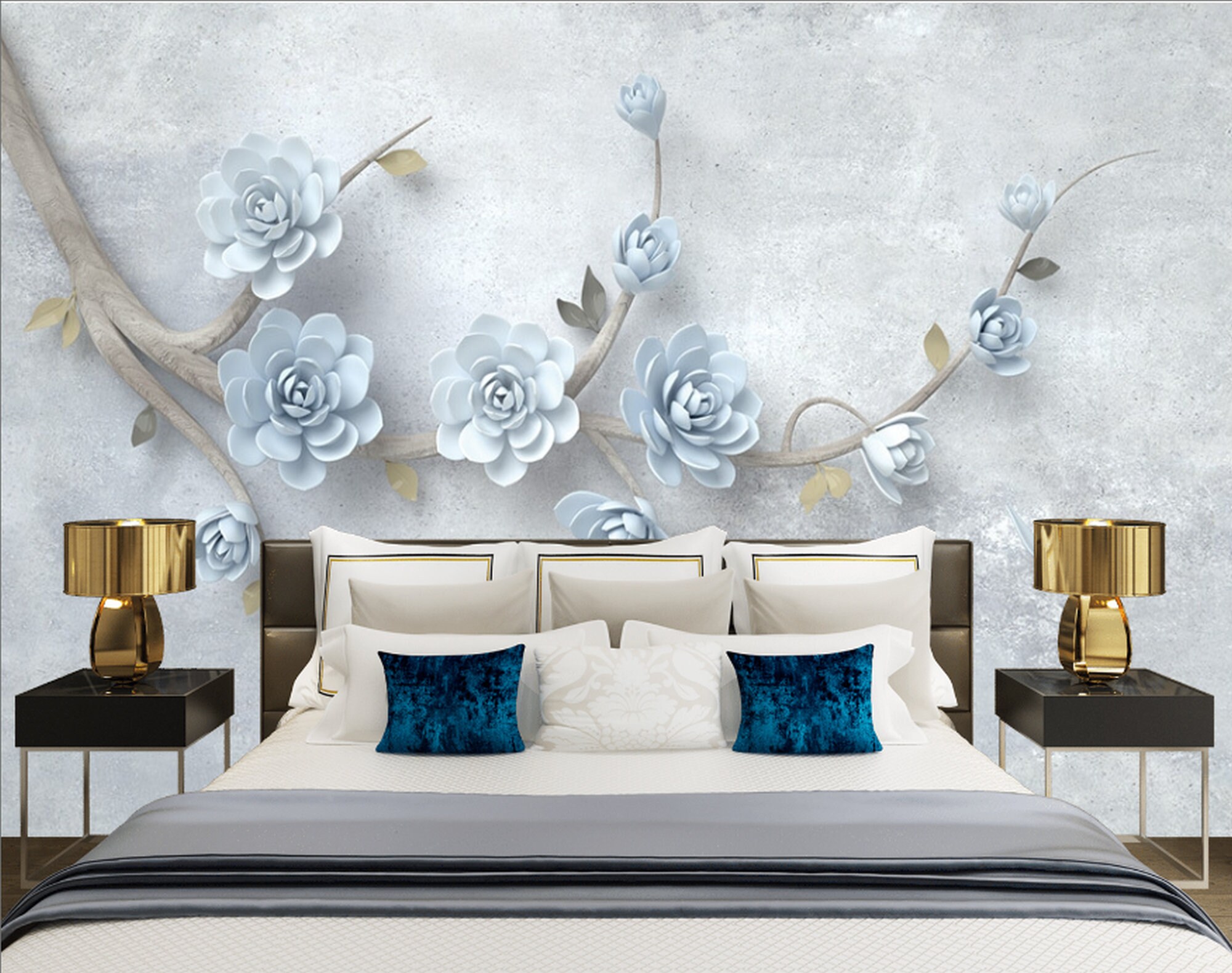 3D Embossed Effect Wallpaper Wall Mural for Beautiful Living Etsy UK