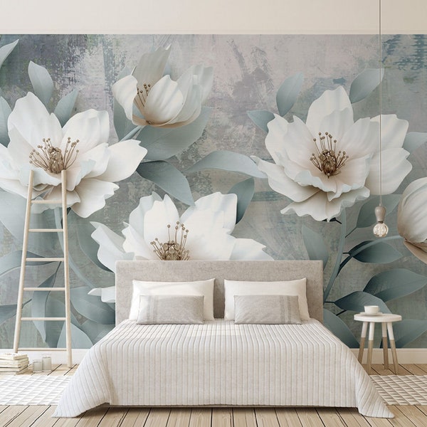 Flower Wall Mural Etsy