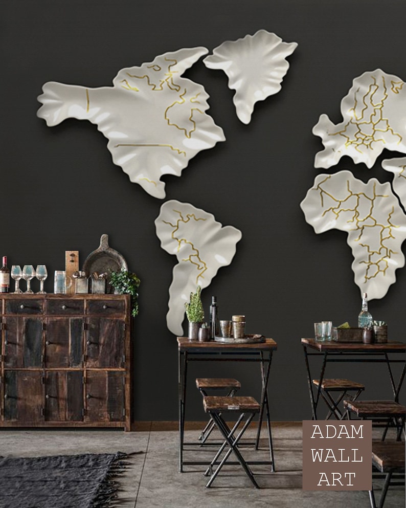 WM51 World Map Wall Paper 3d Embossed Effect Modern Wall Mural Home Decor For Living Room Bedroom Entryway Cafe