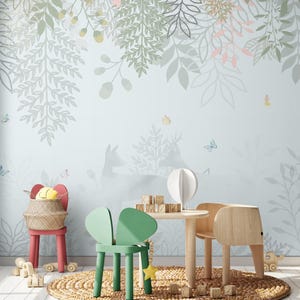 Kinderzimmer Wandbild zum Abziehen und Aufkleben, selbstklebend oder traditionell nicht geklebte Floral Babyzimmer Tapete Wandbild (CR2)