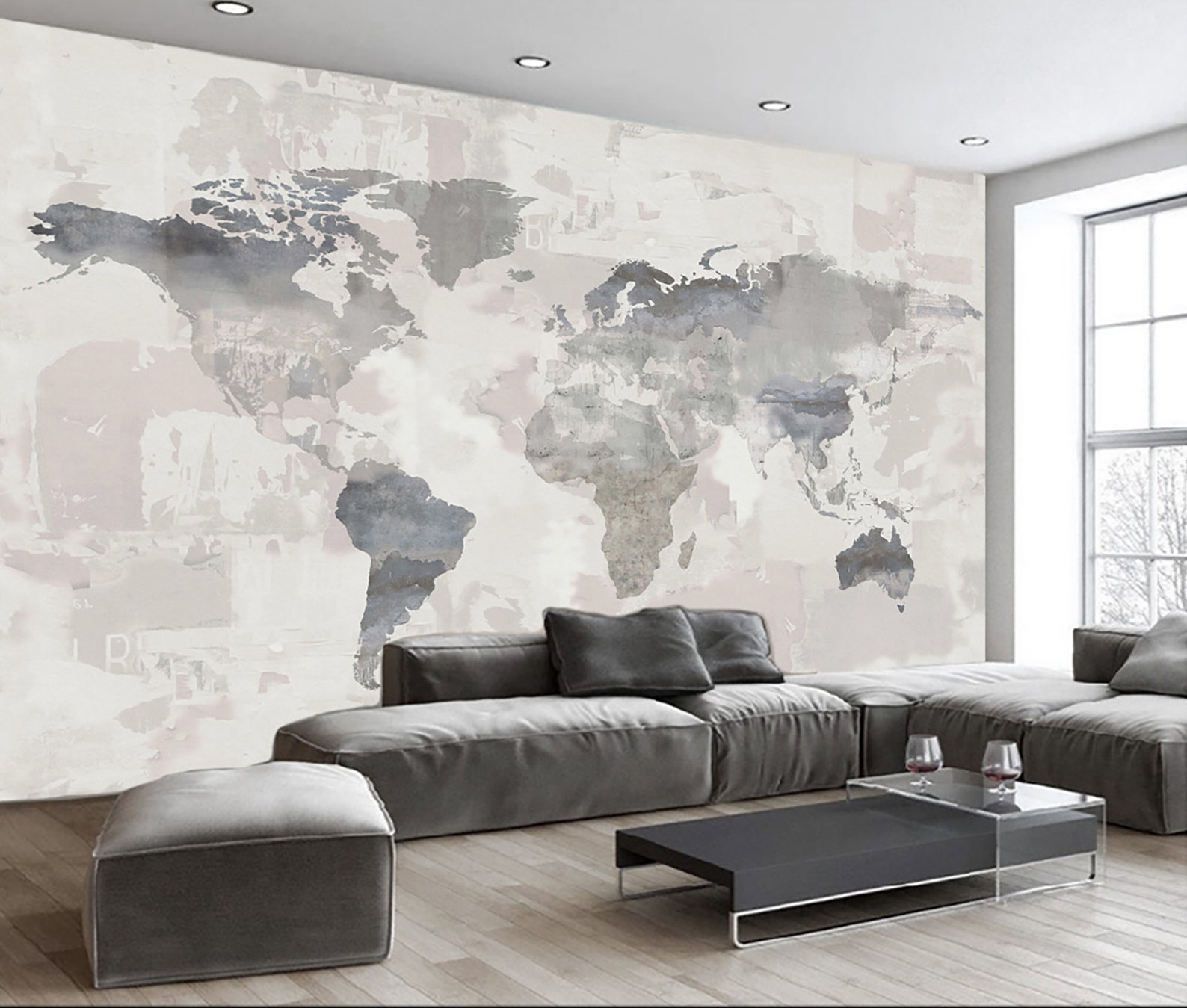 World Map Wall Mural Modern Home Decor for Living Room Bedroom - Etsy