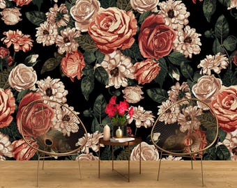 Huge Flowers Wallpaper, Floral Wall Mural, Modern Home Decor For Living Room Bedroom Entryway Cafe