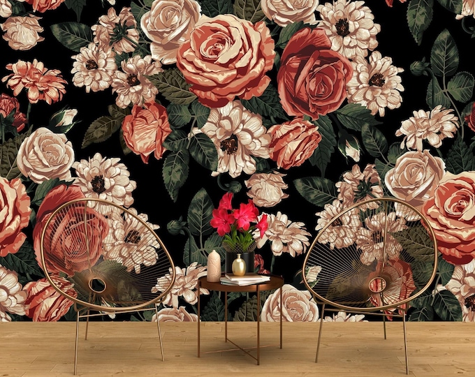 Huge Flowers Wallpaper, Floral Wall Mural, Modern Home Decor For Living Room Bedroom Entryway Cafe
