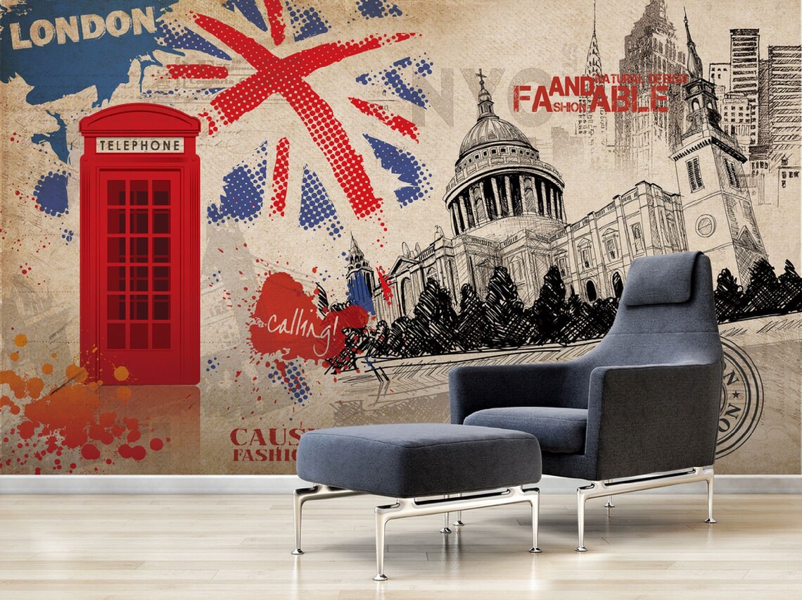 London City Wall Paper Modern Wall Mural for Livingroom Cafe Etsy