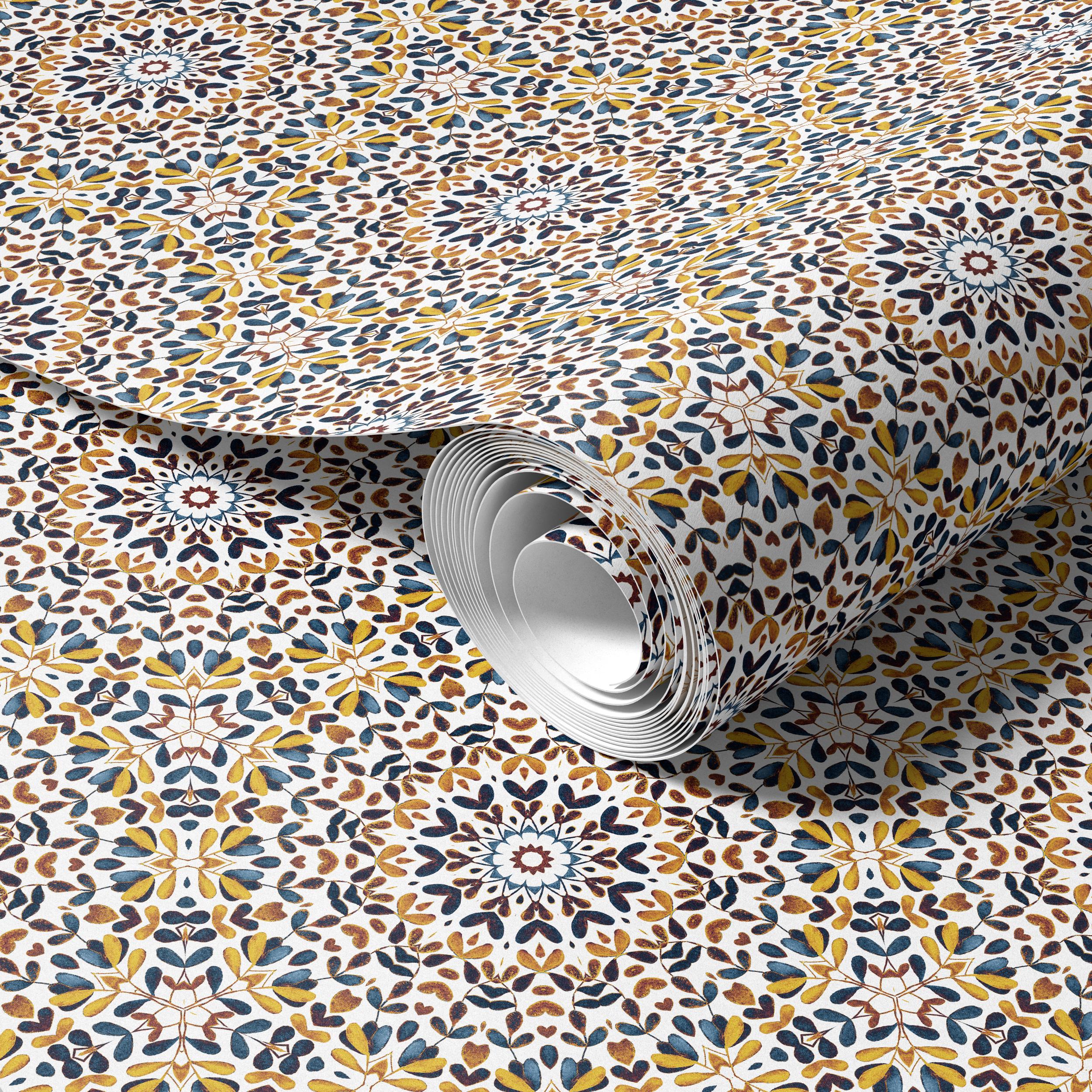 Mediterranean Mosaic Tile Wallpaper, Colorful Islamic Pattern Wall ...