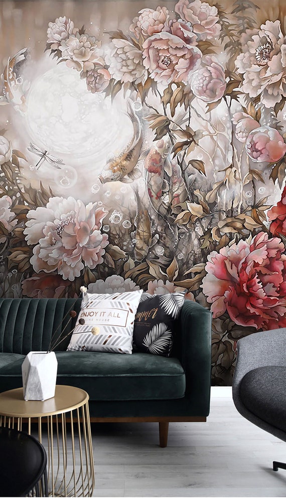 3D Rose Flower Wallpaper Floral Wall Mural Modern Home Decor - Etsy UK